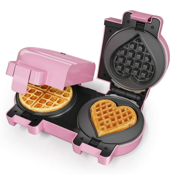 Heynemo Double Waffle Maker with Removable Nonstick Plates and One-Touch Control