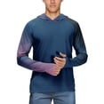 thumbnail image 3 of Men's UPF 50+ Sun Protection Hooded Shirt with Integrated Face Cover Long Sleeve Lightweight Rash Guard Shirts for Fishing Hiking Camping Or Outdoor Sports Hot Pink L, 3 of 5