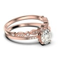 thumbnail image 2 of Beautiful Unique Art Deco 2.00 Carat Oval Cut Diamond Moissanite Engagement Ring, Classic Wedding Ring, One Matching Band in 925 Sterling Silver With 18k Rose Gold Plating Gift For Her, 2 of 4