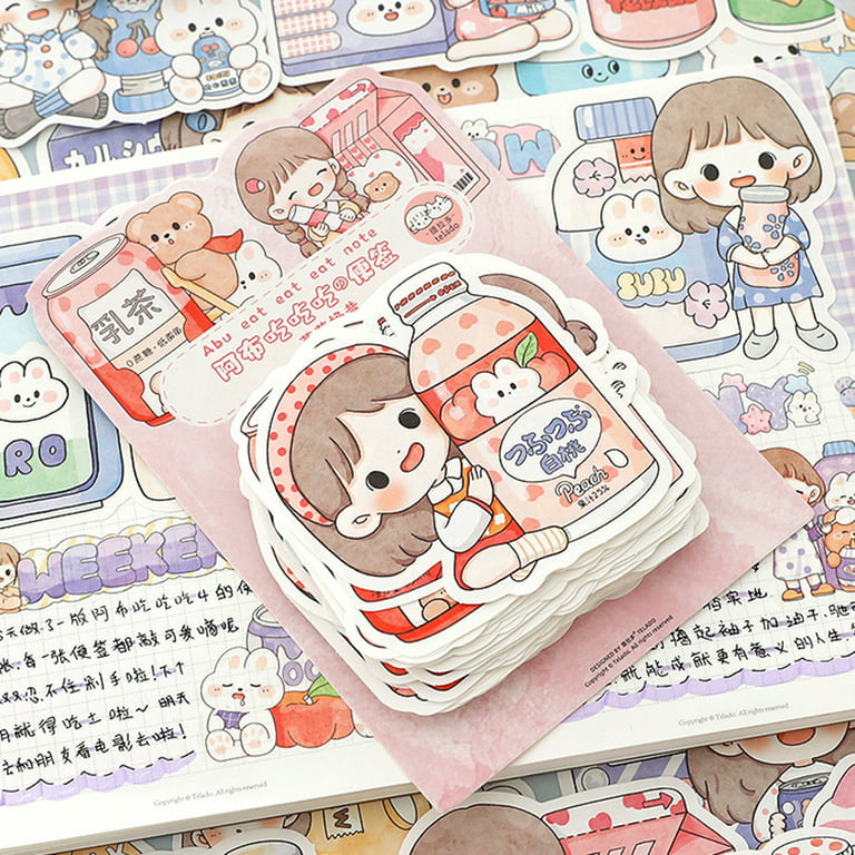100Pcs sticker pack cute handbook journal cartoon creative pet waterproof