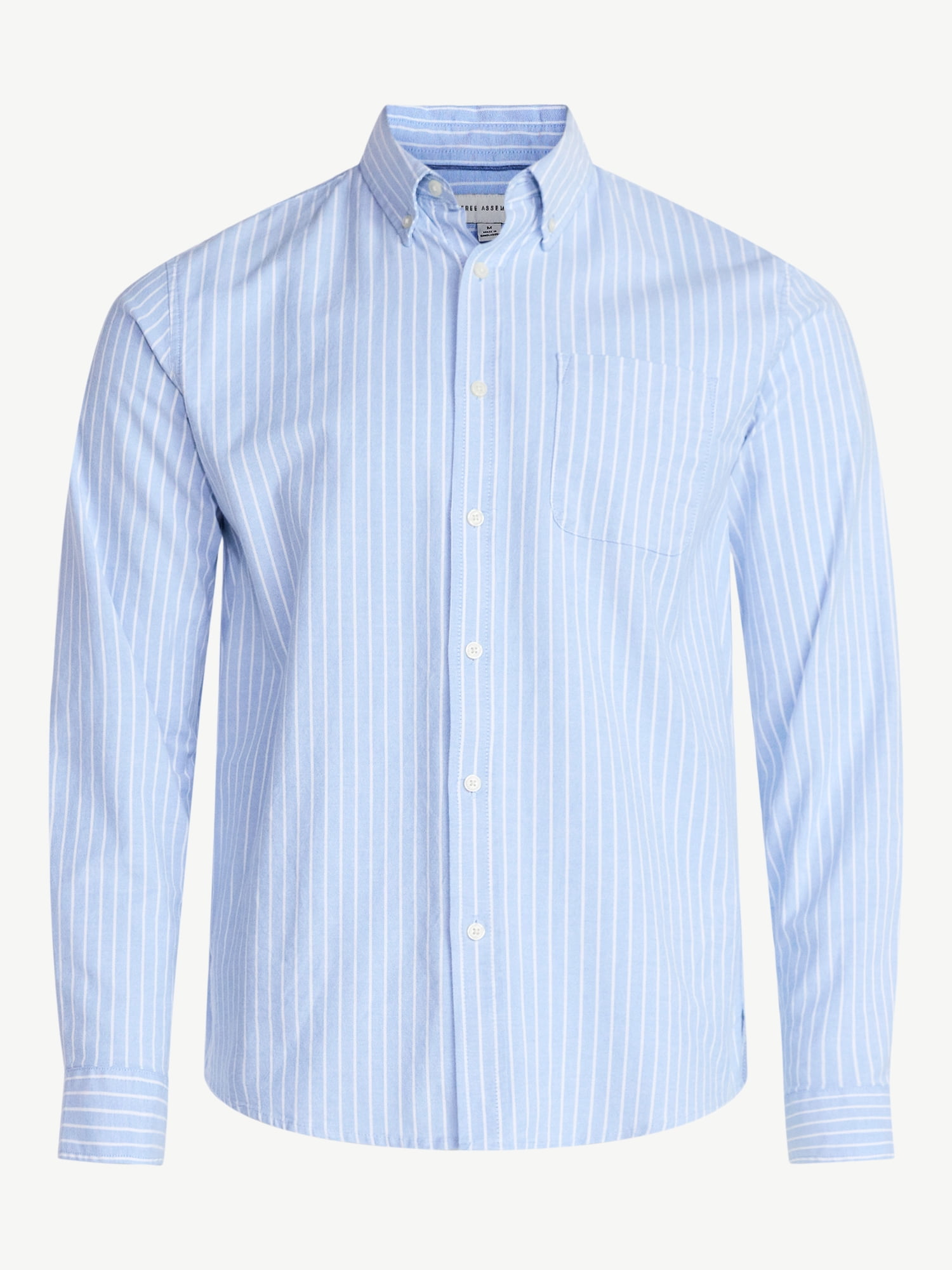 Free Assembly Men's Button Front Oxford Shirt with Long Sleeves, Sizes S-3XL