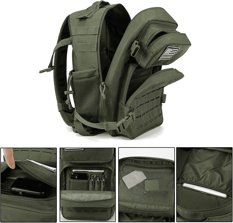 25L/45L Durable Nylon Hiking Backpack for Men, Multi-Day Camping & Travel Backpack with MOLLE System & Side Bottle Pockets
