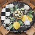 thumbnail image 2 of Hello Summer Lemons Round Tablecloth 54 inches Farmhouses Fruits Black White Checkered Waterproof Oil-Proof Table Cloth Round Table Cover for Holiday Party Picnic Dinner Decor Indoor and Outdoor Use, 2 of 9