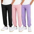 thumbnail image 2 of UACY Girls Sweatpants 3 Pack Fleece Athletic Joggers, Teen Sweat Pants with Zipper Pockets and Drawstring (Black, 7-8 Years), 2 of 9