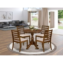 East West Furniture Antique 5-Piece Dining Set in Walnut Finish