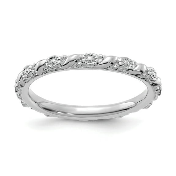 Sterling Silver Stackable Expressions Rhodium-plated Flower Ring