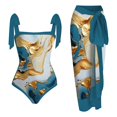 thumbnail image 1 of MKLEKYY Trajes De Baño Mujer Completo Women 1 Piece Swimwear+1 Piece Cover Up Two Piece Vintage Print Swimsuit Monokini Bikini 2 Piece Swimsuits Two Piece Tankini Set 783, 1 of 4