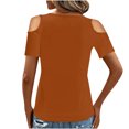 thumbnail image 6 of RYRJJ Womens Summer Cold Shoulder Tops Short Sleeve V Neck T Shirts Loose Dressy Casual Tunic Blouses Criss Cross Tees(Orange,L), 6 of 9