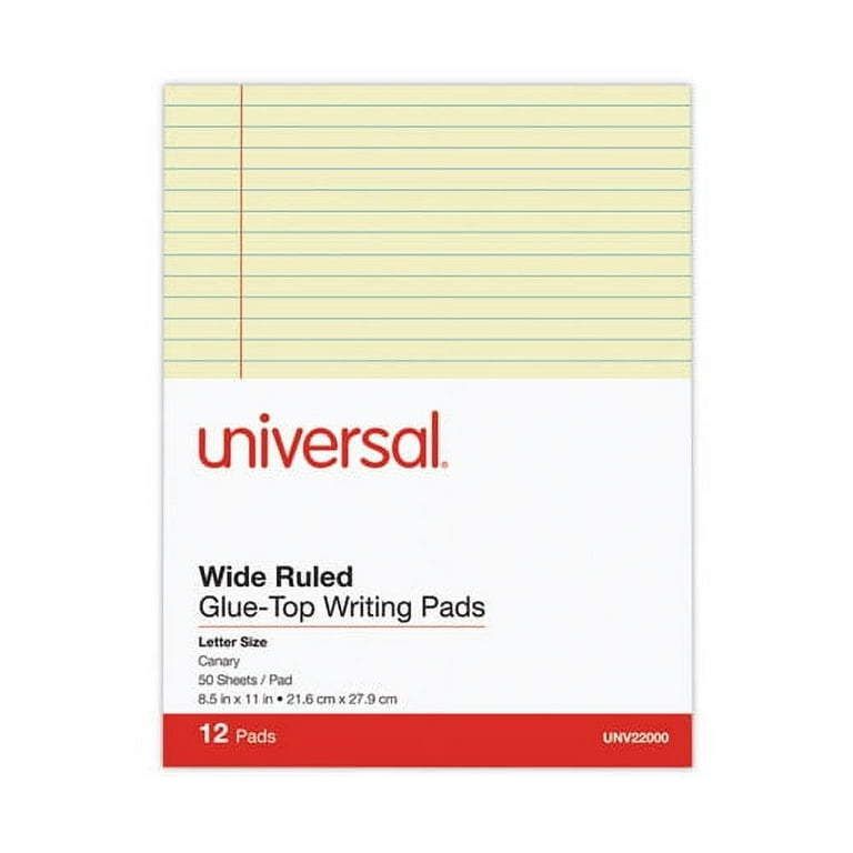 Glue Top Pads, Wide/Legal Rule, 50 Canary-Yellow 8.5 x 11 Sheets, Dozen Glue Top Pads, Wide/Legal Rule, 50 Canary-Yellow 8.5 x 11 Sheets, Dozen