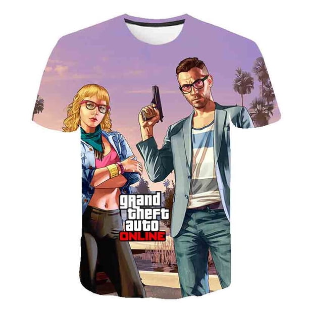Niños Grand Theft Auto Camisetas Ropa Niños Niños Niñas Juego GTA 5 Camisetas Ropa Niños Verano Nuevas camisetas Tops Disfraces 7T Gao Jinjia LED