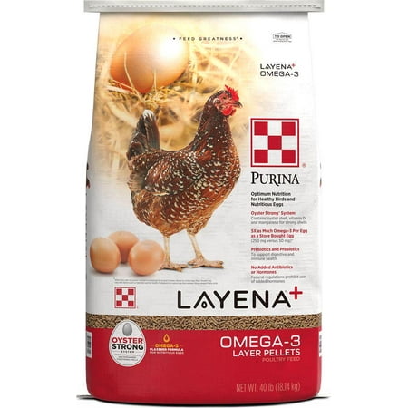 Purina Layena and Omega-3 Layer Laying Poultry Feed, 40 lb. Bag