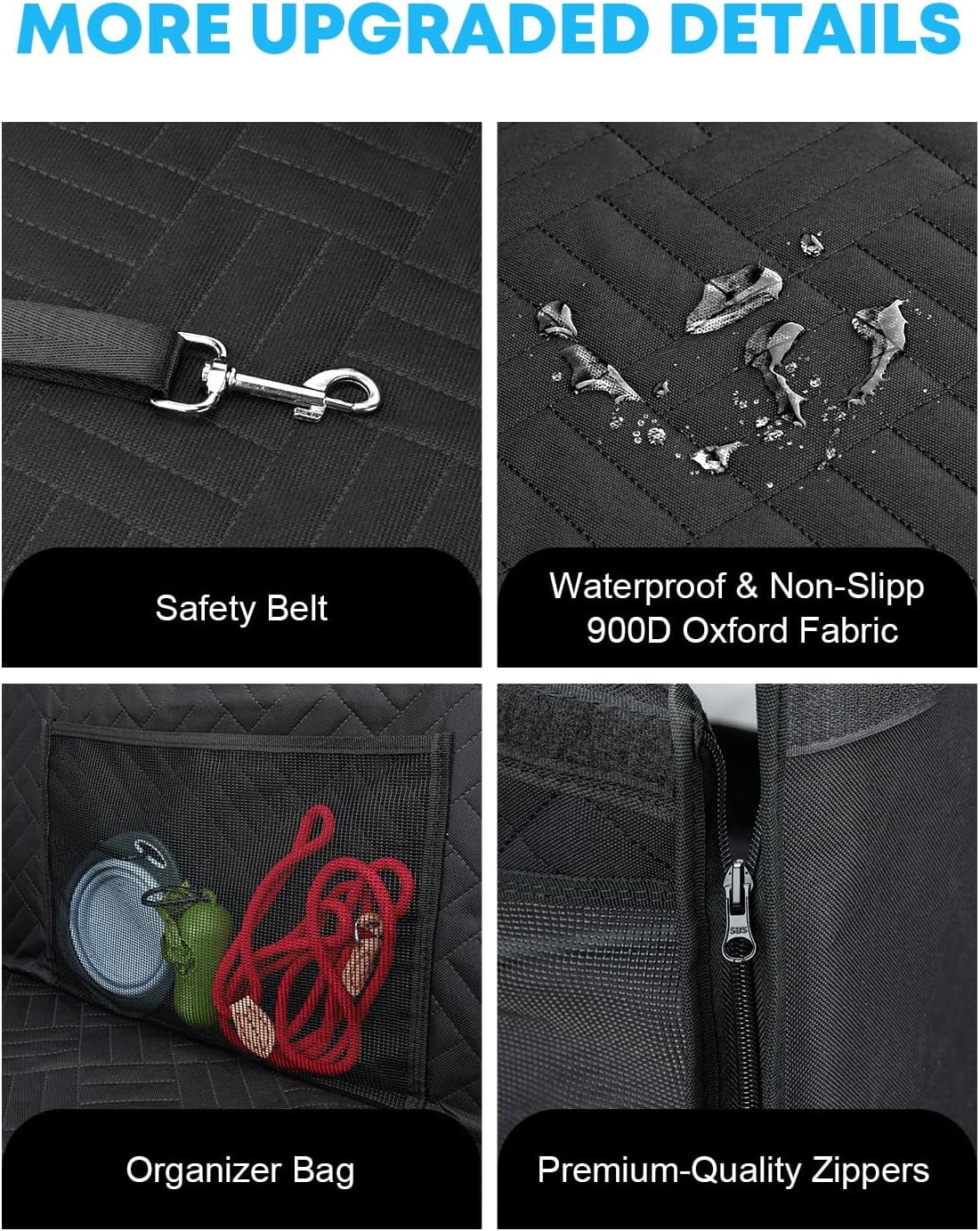 Kohree Dog Car Seat for Large Medium Dogs, Back Seat Extender with Hard Bottom, Waterproof Non-Slip Hammock for Pet, with Storage Pocket for Cars/SUV/Truck (28.7 * 22 * 21.5in)