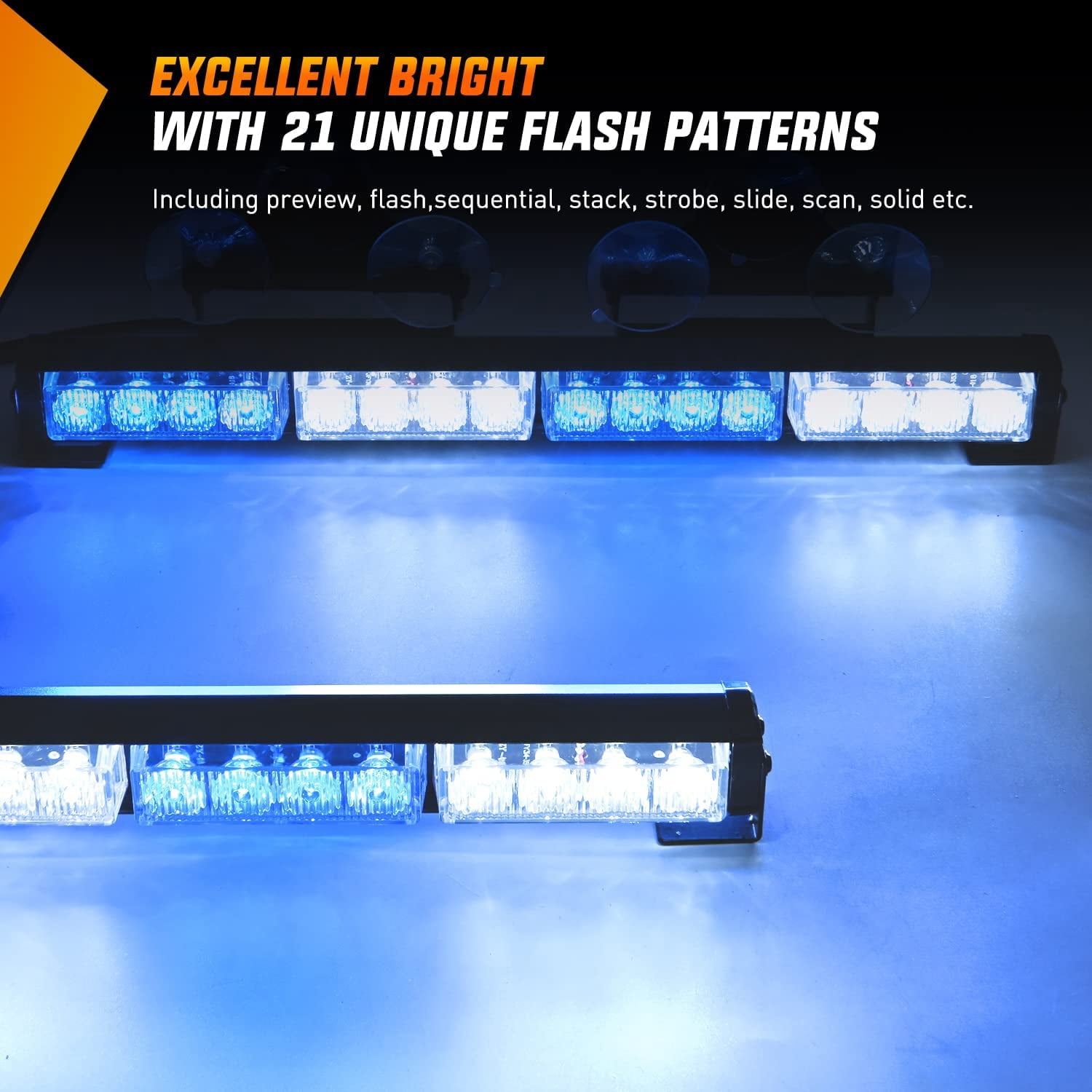 Nilight 17" LED Directional Light Bar, 32 LEDs, 2-in-1 Design with 23 Lighting Modes, 12V Vehicle Power Plug, Universal Fit for Trucks and Utility Vehicles