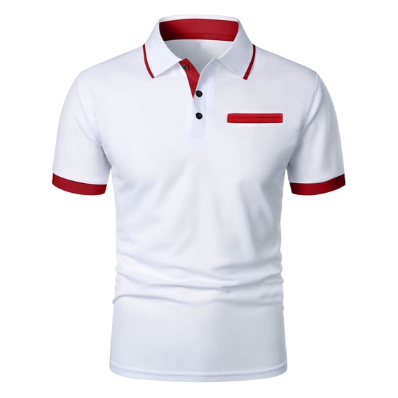 Mens Polo Shirts Casual With False Pockets On The Chest Roll Neck Buttons Versatile Men'S Clothing
