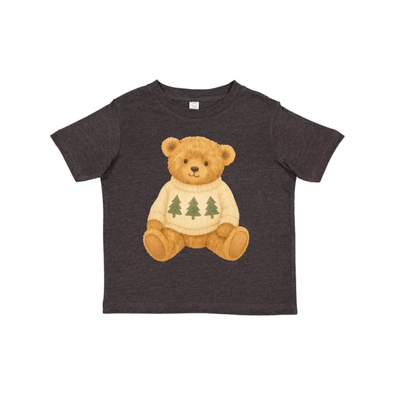 Inktastic Vintage Teddy Bear in Sweater with Christmas Trees Boys or Girls Toddler T-Shirt