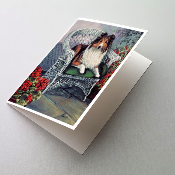 Sheltie Patio Jewel Greeting Cards and Envelopes Pack of 8