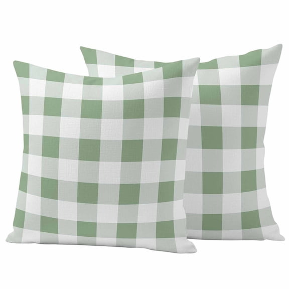 Outdoor Waterproof Pillow Covers Classic Sage Green White Lattice Decorative Throw Pillow Protectors,Pillowcase Cushion Cases for Patio Sofa Garden Couch,16x16in,Pack of 2