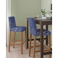 thumbnail image 2 of Vintage Wave Lines Bar Stool Covers Set of 6, Classic Minimalist Striped Navy Blue Stretch Washable Bar Chair Covers with Backs, Removable Pub Counter Height Chair Cover for Kitchen Dining Room Cafe, 2 of 7