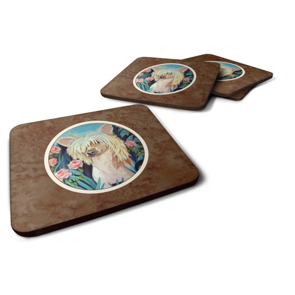 Carolines Treasures 7087FC Chinese Crested Foam Coaster Set of 4 3 1/2 x 3 1/2 multicolor