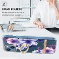 thumbnail image 2 of Allytech Floral Series Soft TPU Back Cover Ring Holder Kickstand Bumper Translucent Shockproof Slim Shell Cell Phone Case Cover for Apple iPhone 14, Purple Flower, 2 of 4