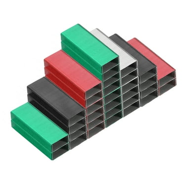 Uxcell Staples for Stapler, 4 Pack #10 Mini 3/16 Inch Length Staples for Office Supplies, Green/Red/Black/Silver