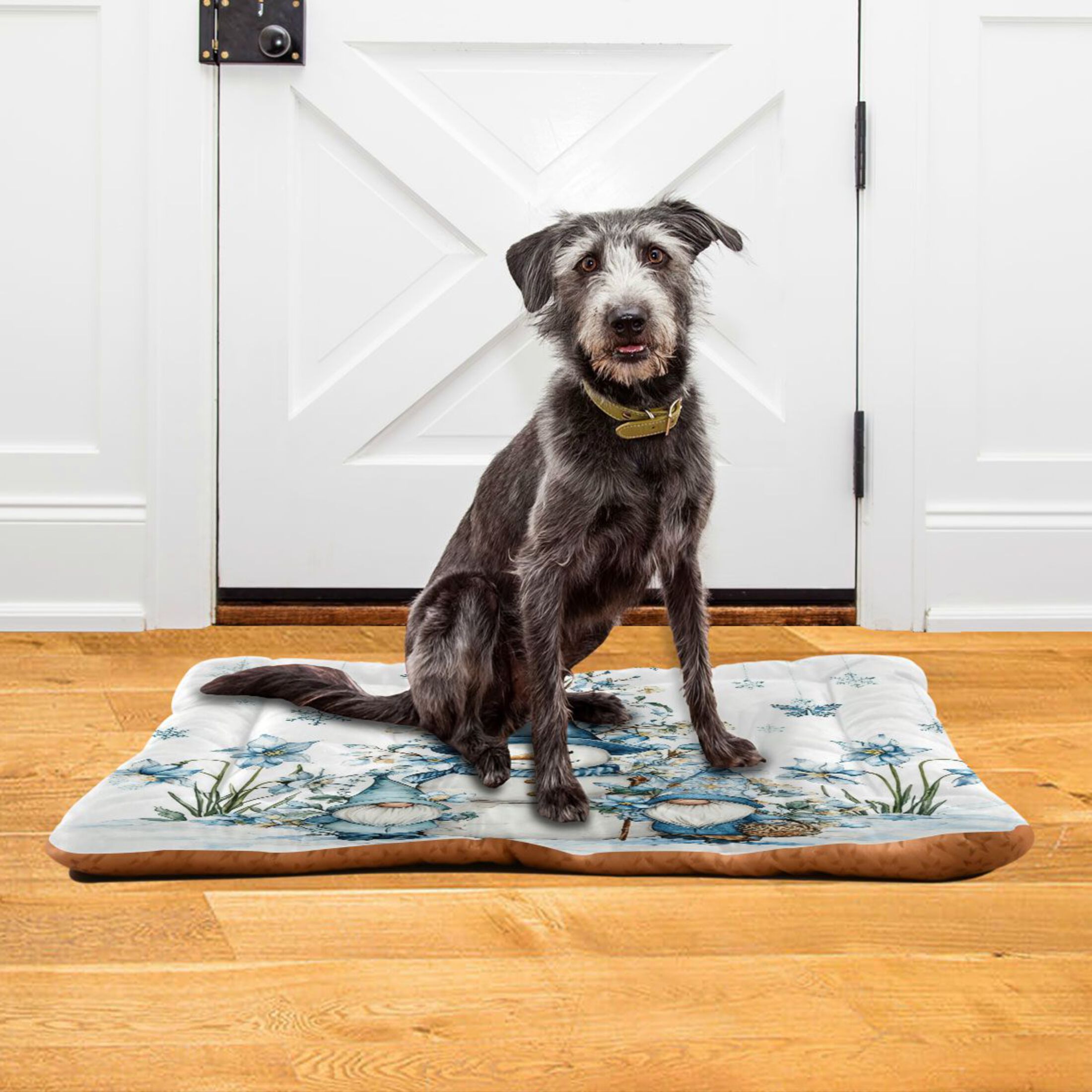 Qxltty Snowman and Dwarf Ped Pad Wear-resistant and Hard to Bite Through Sleeping Pad for Small Medium Large Dogs Winter Pet Bed 36×24in