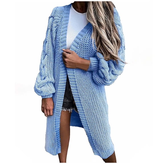 Usmixi Womens Winter Sweater Coat Sweater Cardigan for Women Long Sleeve Fall Comfy Knitted Cable Long Coat Casual Solid Ladies Open Front Overcoat 2023 Sweater Coat