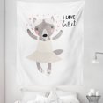 thumbnail image 1 of Cartoon Tapestry, Ballerina Wolf in Pointe Shoes Tutu I Love Ballet Cursive Wording, Fabric Wall Hanging Decor for Bedroom Living Room Dorm, 5 Sizes, Pale Taupe Eggshell, by Ambesonne, 1 of 1