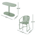 thumbnail image 3 of Tcbosik Bistro Table and Chairs Set of 2, 3 Piece Metal Outdoor Furniture Set, Oval Table and 2 Armchairs for Balcony, Backyard, Garden, Porch, Green, 3 of 11