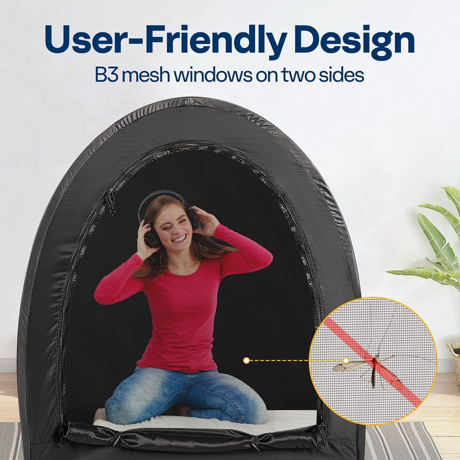 SPECSTAR Pop-Up Bed Tent Twin Size, Privacy Bed Canopy with 4 Doors and Mosquito Mesh, Breathable Sleeping Tent for Kids and Adults