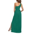 thumbnail image 2 of QLEICOM Summer Dress, Plus Size Casual Dresses, Women Sexy Solid Slimming Slit One Shoulder Sleeveless High Waist Long Dress, Beach Dress Sun Dresses Green XXL, 2 of 5