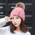 thumbnail image 3 of Dyfzdhu Fashion Women Warm Solid Thicken Wool Hat Stripe Knit Windproof Cap Pink, 3 of 9