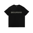 thumbnail image 2 of Jesus Loves You Christian Merch Pattern Womens T Shirt Christian Bible Verse Graphic Tees Short Sleeve Tops Black,L, 2 of 8
