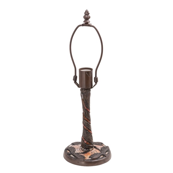 Meyda Tiffany 17168 Twisted Fly - One Light Table Base   Mahogany Bronze Finish With Coral Glass