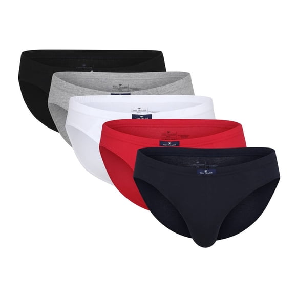 TOM TAILOR Men's Brief, paquete de 5 - Mini Brief, Básico, simple Azul/Blanco/Rojo L (Large)
