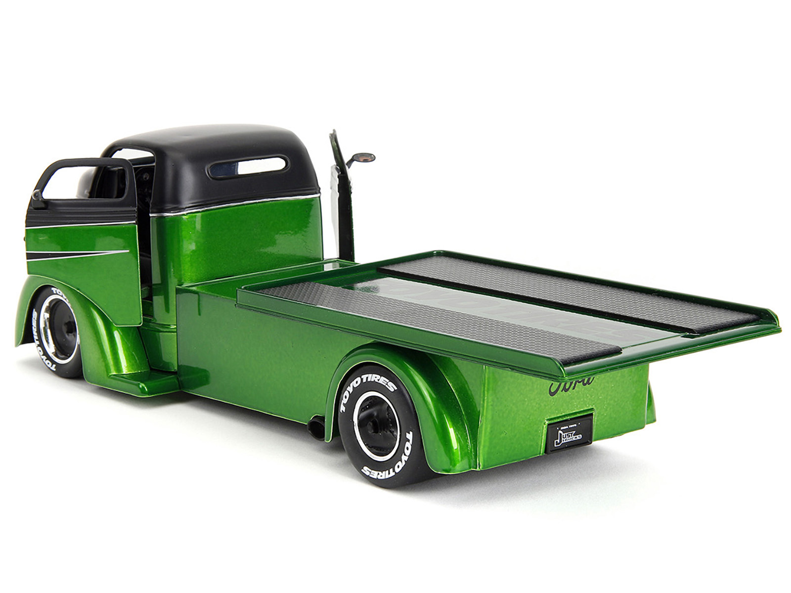 1947 Ford COE Flatbed Truck Green Met and Matt Black "Toyo Tires" with Extra Wheels "Just Trucks" 1/24 Diecast Model Car by Jada