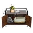 thumbnail image 2 of ENYOPRO Cat Litter Box Enclosure, Wood Hidden Cat Litter Box Furniture with Double Doors, Spacious Storage, Rustic Brown Cat House Washroom Storage Bench, TE2164, 2 of 11