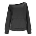 thumbnail image 4 of ABATAB Women's Oversized off Shoulder Sweatshirts Trendy Long Sleeve Basic Pullover Tops with Pockets Fall Lightweight Clothes(Small,Black), 4 of 6