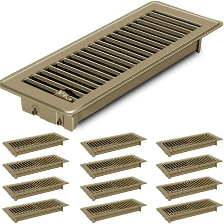 

4x10 Floor Vents Heavy Duty Floor Registers Floor Air Vent Covers 4 X 10 for Home Floor Wall Ceiling Rust Proof Finish Registers Grilles & Vents (8 Black 4x10 Inches)