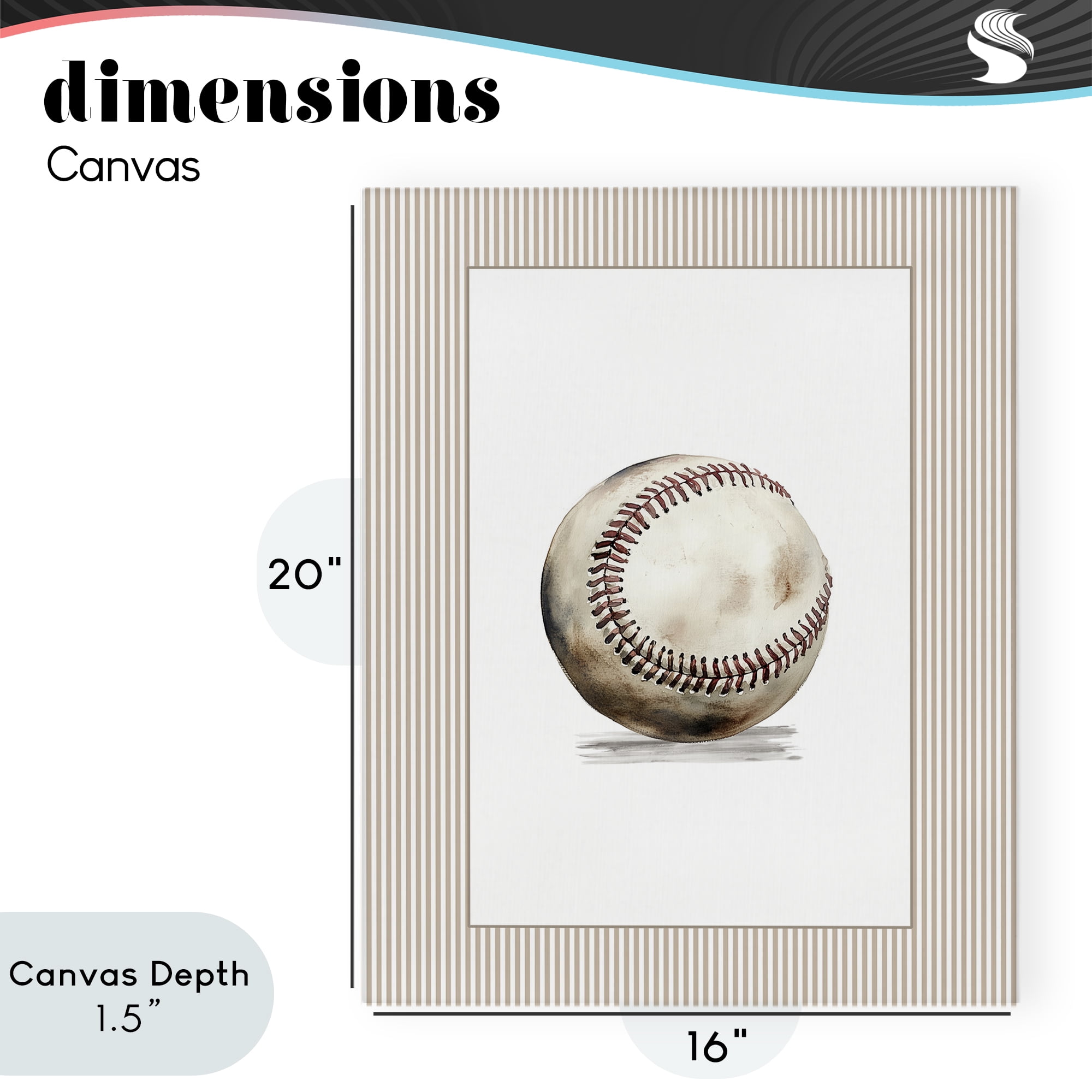 Stupell Industries Vintage Sports Baseball Canvas Wall Art, design by Christine Simpson Art