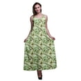 thumbnail image 1 of Bimba Rayon Leaves Ladies Printed Backless Spaghetti Strap Long Maxi Evening Party Dress-Large, 1 of 5