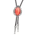 thumbnail image 3 of Corbata de bolo Salvador Oval Disfraz Regalo Western Cowboy Ajustable Cuero Rojo, 3 of 4