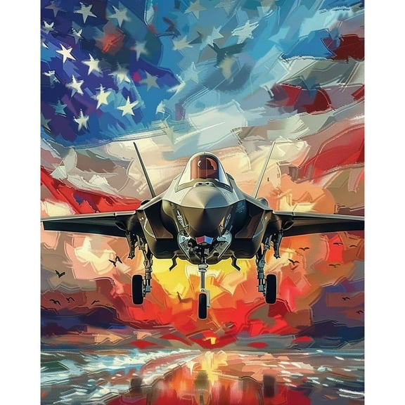5D Diamond Painting Kits for Adults kids Beginners Paint By Diamond Set  Round Full Drill Craft Diamond Art Painting Art Craft Painting Kit-USA Air Force flag fighter (5)