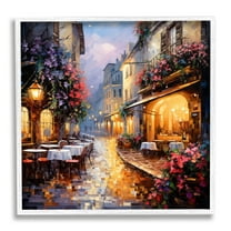 Stupell Industries Floral French Bistro Travel & Places Painting White Framed Art Print Wall Art, 17 x 17