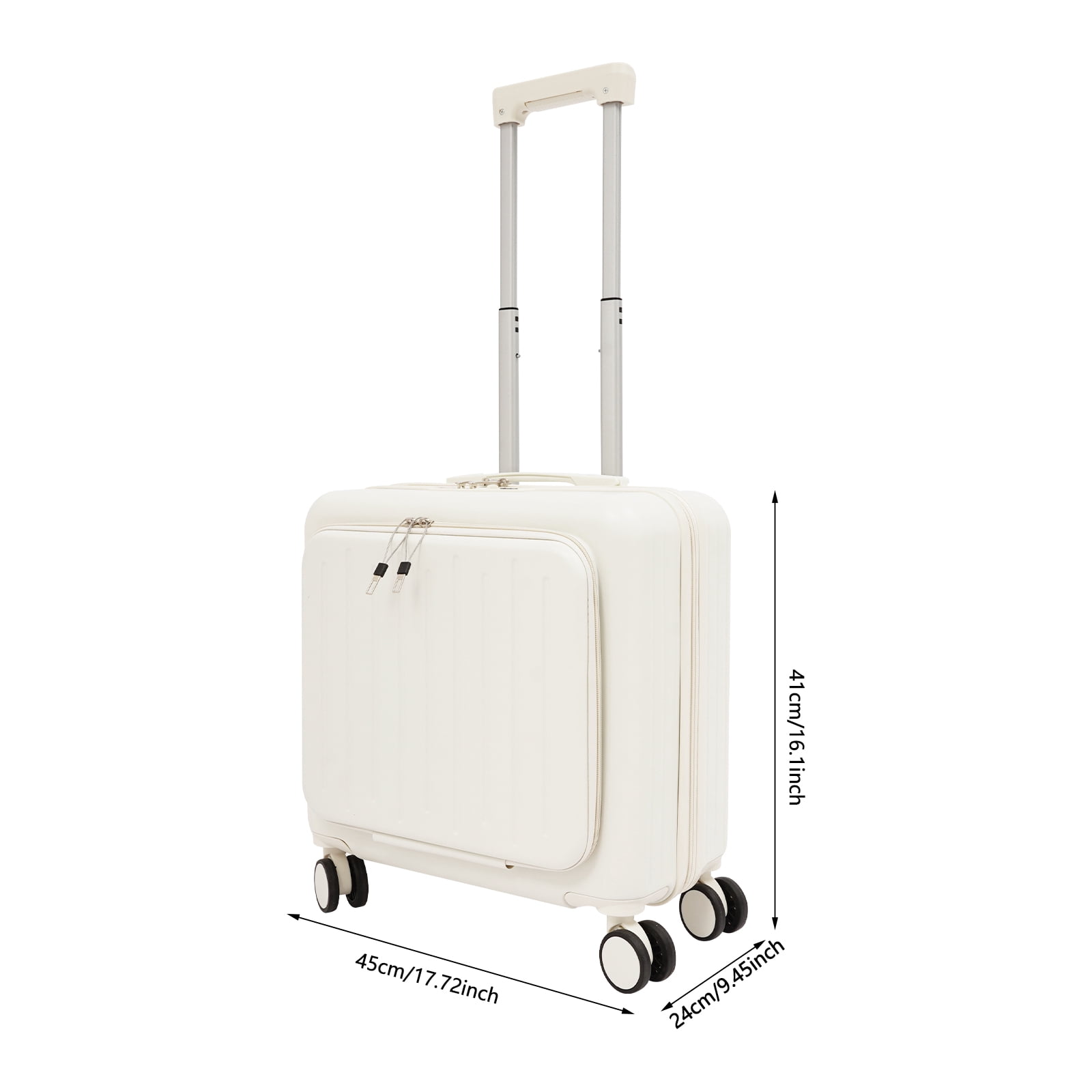 18" Boarding Suitcase, Suitcase with Front Compartment, Travel Luggage Suitcase