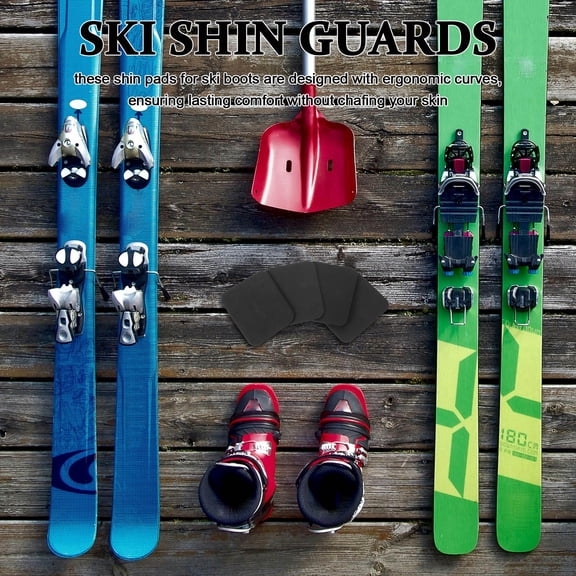 ETEREAUTY 4-Pack Ski Shin Guards with Ergonomic Fit and Shock Absorbing Padding for Snowboarding and Skiing