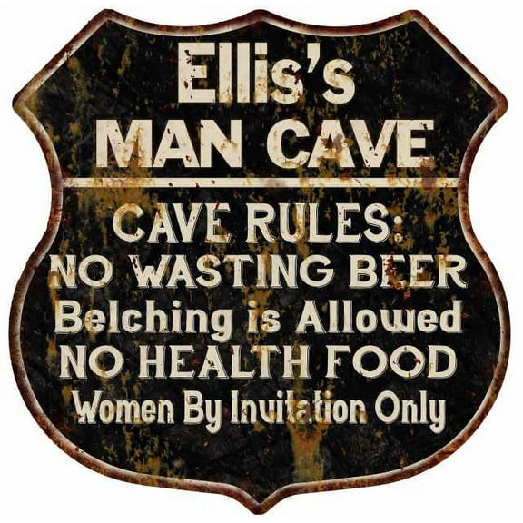 Ellis's Man Cave Rules Sign Shield Metal Gift 211110007162