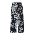 thumbnail image 4 of YUANGUANST Women's Wide Leg Pants Women's Casual Boho Floral Print Stripe Cotton Linen Pants Elastic Waisted Summer Spring Beach Baggy Office Slacks, 4 of 4