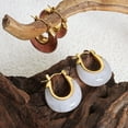 thumbnail image 2 of Namzi-b Women's C Shaped Stainless Steel Acrylic Resin Hoop Earrings,A01, 2 of 2