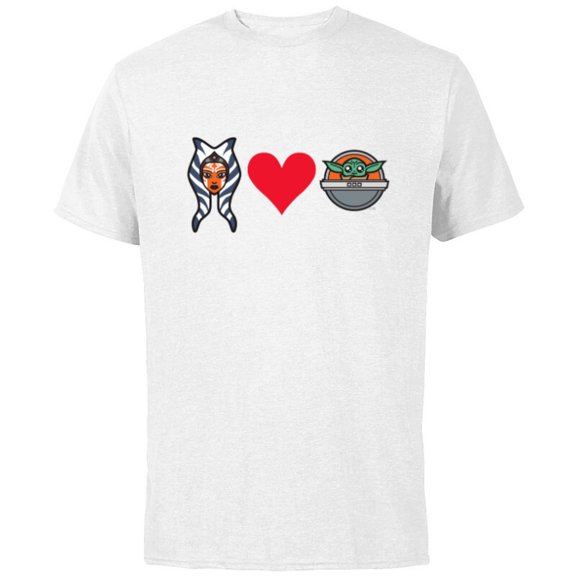 Star Wars The Mandalorian Ahsoka Tano Loves Grogu - Short Sleeve Cotton T-Shirt for Adults - Customized-White